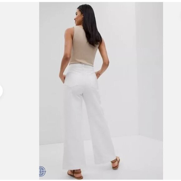 GAP White Size 14/32 TALL High Rise STRIDE Wide Leg Jeans MSRP $80 - Y2K Vibes - Picture 2 of 6